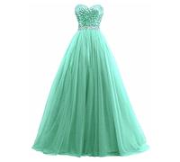 yhfshop Damen Abendkleid,Sexy durchsichtiges Top mit U-Boot-Ausschnitt und Perlen besetztes Partykleid,Crimson,30,Mint Green,48,Hochzeit Kleider Elegant Lang Abendkleid