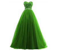 yhfshop Damen Abendkleid,Sexy durchsichtiges Top mit U-Boot-Ausschnitt und Perlen besetztes Partykleid,Crimson,30,Grass Green,48,Hochzeit Kleider Elegant Lang Abendkleid