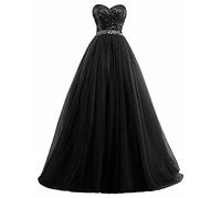 yhfshop Damen Abendkleid,Sexy durchsichtiges Top mit U-Boot-Ausschnitt und Perlen besetztes Partykleid,Crimson,30,Black,48,Hochzeit Kleider Elegant Lang Abendkleid