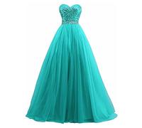 yhfshop Damen Abendkleider Elegant,Sexy durchsichtiges Top mit U-Boot-Ausschnitt und Perlen besetztes Partykleid,Crimson,30,Lake Green,46,Elegant Frauen Bodenlang Abendkleider