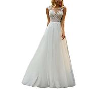 yhfshop Formellen Abendkleid Festkleider,Doppelschulter-Rundhals-Hochzeitskleid, Abschlussball-Partykleid-Off White_42,Lang Brautjungfer Kleider