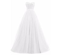 yhfshop Formellen Abendkleid Festkleider,Sexy durchsichtiges Top mit U-Boot-Ausschnitt und Perlen besetztes Partykleid,Crimson,30,White,44,Lang Brautjungfer Kleider
