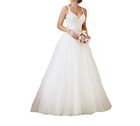 yhfshop Hochzeit Ballkleider,Spitze Autoblume, Abnehmbarer Langer Rock, Hochzeitskleid-Off White_44,Damen Abendkleid Frau Brautjungfernkleid