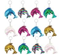 Yhjxly 12 Stück Delfin Schlüsselanhänger, Pailletten Schlüsselanhänger, Delfin Anhänger, Schlüsselbund Kinder,für Kindergeburtstage, MäDchen Kinder Tasche Dekoration(Sechs Farben)