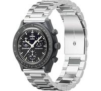 YHMOO Edelstahl-Uhrenarmbänder für Moonswatch, Metall-Uhrenarmband, kompatibel mit Omega X Swatch Moonswatch Speedmaster Watch, Schnellentriegelung, Swatch Omega-Ersatzband, 20 mm (Silber)