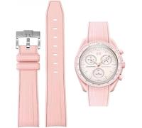 Yhmoo Uhrenarmbänder für Moonswatch, gewebtes Silikon, Gummi, kompatibel mit Omega x Swatch Speedmaster, 20 mm, Rosa