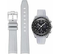 Yhmoo Uhrenarmband für Moonswatch, Gummi, für Omega X, Swatch, MoonSwatch, 20 mm, Rolex Seiko, für Herren, mit Edelstahl-Armband, Speedmaster, Grau