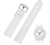 Yhmoo Uhrenarmband für Moonswatch, Gummi, für Omega X, Swatch, MoonSwatch, 20 mm, Rolex Seiko, Silikon, Herren, mit Edelstahl-Armband, Speedmaster, Weiß