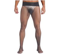 Yhong Herren Strumpfhose Lang Unterhose Pantyhose Unterwäsche Männer Elastische Leggings Pants Hosen Transparent Nylon Strumpfhose Typ A Dunkelgrau Einheitsgröße