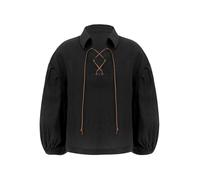 Yhong Kinder Mittelalter Pirat Hemd für Jungen und Mädchen Langarm Renaissance Vintage Hemd Bluse Viktorian Gothic Steampunk Wikinger Bluse Schwarz 152-164