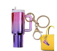 Yhsioaklo Schlüsselanhänger Flasche Anhänger - Charm Farbverlauf Tasche | Exquisite Tasse - Elegante Mode für Frauen Mädchen - Zubehör Rucksack Geschenk, Farbverlauf, Rosa und Violett, 3,74x1,97x1,18