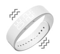 Yhsioaklo Vibrationsalarmuhr - Wasserdichtes lautloses Alarmarmband für schwere Schläfer, multifunktionale elektronische Uhr mit Schrittzähler Stopwàtch, wiederaufladbar für Männer Frauen, weiß, Refer