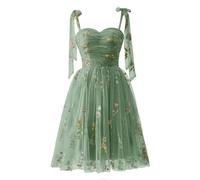 YIANN Kurzes Kleid mit Blumenstickerei, Tüll, für Teenager, A-Linie, formelle Party, Abschlussball, grün, 48 Plus