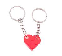 Yicare Herzförmige Baustein Schlüsselanhänger Kette Herz Medaillon Amulett Lovers Heart Persönlichkeit Pendant Friendship Necklace Jewelry Made by Lego Elements für Paare Liebhaber Freundin (Rot)