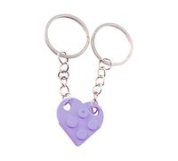 Yicare Herzförmige Baustein Schlüsselanhänger Kette Herz Medaillon Amulett Lovers Heart Persönlichkeit Pendant Friendship Necklace Jewelry Made by Lego Elements für Paare Liebhaber Freundin (Lila)