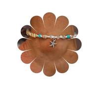 Yienate Boho-Fußkettchen, einfache Conch-Perle, Yoga-Fußkettchen, Strand, Seestern-Anhänger, Sommer, Barfuß, Strand, Fußschmuck für Frauen und Mädchen (Silber)
