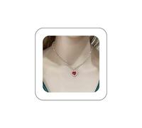 Yienate Boho Kristall Tennis Halskette Choker Funkelnden Roten Strass Herz Anhänger Halsketten Pave Kristall Herz Charme Halskette Erklärung Cz Braut Hochzeit Halskette Schmuck Für Frauen Und Mädchen