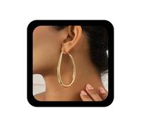 Yienate Chunky Tube Hoop Earrings Einzigartige Dicke Gold Ovale Reifen Ohrringe Leichte Hohle Reifen Ohrring Aussage Minimalistischen Geometrischen Huggie Hoops Ohrring Schmuck Für Frauen