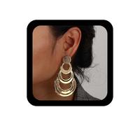Yienate Einzigartige Multi Kreise Ohrringe Lange Reifen Kreis Baumeln Tropfen Ohrringe Gold Vintage 70er Jahre Disco Geometrische Ohrring Dreifach Runde Wirbel Link Tropfen Ohrring Für Frauen