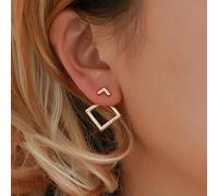 Yienate Geometrische quadratische Diamant-Ohrringe im Boho-Stil für Frauen und Mädchen, 1 paire (Lot de 1), Metall