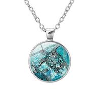 Yienate Lange Kette Zeit Edelstein Halskette Ketten Kreative Meeresschildkröte Anhänger Vintage Bernstein Halskette Pullover Kette für Frauen und Mädchen