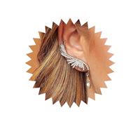 Yienate Mode Silber Feder Ohrringe Engel Flügel Crawler Kletterer Wassertropfen Glänzende Zirkon Strasssteine Ohrknochen Clip Ohrstecker Ohrringe Für Frauen Und Mädchen