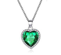 Yifnny Herz des Ozeans Halskette, Klassische Herz des Ozeans Halskette Kleine Saphir Herz Anhänger Halskette Halskette Hochzeits Abschlussball Schmuck für Frau (Grün)