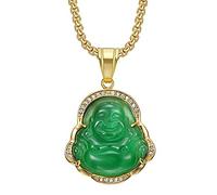 Yifnny Jade Buddha Halskette mit Zirkonia Grün - Damen Buddha Schmuck Glücksgeschenke