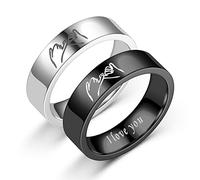 Yifnny Paar Ringe: Pinky Versprechen Ringe für Paare Hand in Hand Ring - 'I LOVE YOU' - Passender Freundschafts- & Verlobungsringe mit Ehering-Option (Größe 8)