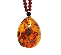 yigedan Bernstein-Skorpion-Halskette für Erwachsene, unisex, Silberweiß, 60 x 42 mm