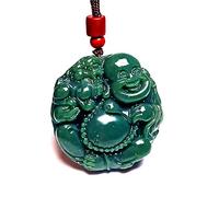 yigedan Halskette für Damen und Herren, natürlicher chinesischer Buddha, handgefertigt, Dunkelgrün