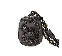 yigedan Halskette mit Anhänger aus natürlichem Obsidian, Gelddrache, Schildkröte