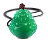 yigedan Halskette mit Buddha-Anhänger aus grüner Jade, Jade, Bernstein, Jade, Perle