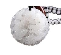 yigedan Halskette mit Drachen-Drachen-Phönix-Anhänger, natürliche weiße Jade, Drachen-Anhänger