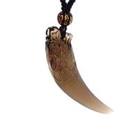 yigedan Natürlicher Eis-Obsidian China Wolfszahn Amulett Glücksanhänger Perlen Halskette, No_Stone