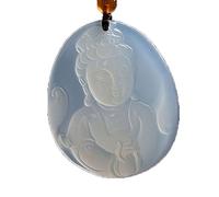 Yigedan natur-weißer Achat Kwan-Yin Guan Yin Bodhisattva Buddha Anhänger-Halskette
