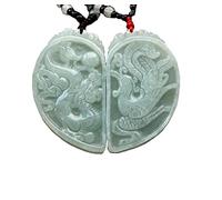 yigedan reinen, natürlichen Jadeit Jade Dragon Phoenix Love Paar Amulett Anhänger Halskette
