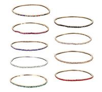 YIGZYCN 9-teiliges elastisches Armband Set mit mehrfarbigen Zirkonia Steinen, modischer Stretch Strassstein Handkettenschmuck für Frauen und Mädchen, vielseitiges modisches Armband