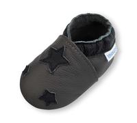 YIHAKIDS Baby-Schuhe, Mädchen, Jungen, weiches Leder, Kinder, Hausschuhe, Leder, weich, Schuhe für die ersten Schritte, Dunkelgrau mit Stern, 2-3 ans