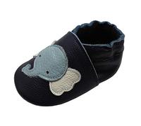 YIHAKIDS Krabbelschuhe Baby Weiche Leder Lauflernschuhe Kleinkind Lederschuhe Hausschuhe Babyschuhe Lederpuschen Lernlaufschuhe Mokassins(Size XXL, Dunkelblau Elefant, 24-36 Monate, 26 EU)