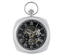 YIHANSS Antike mechanische Taschenuhr in Schwarz/Silber/Gold, einzigartig, quadratisch, 30 cm, Schlangenkette, Handaufzug, hochwertige Uhr, Kunst-Sammlerstücke