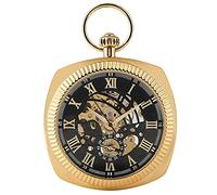 YIHANSS Antike mechanische Taschenuhr in Schwarz/Silber/Gold, einzigartig, quadratisch, 30 cm, Schlangenkette, Handaufzug, hochwertige Uhr, Kunst-Sammlerstücke