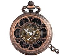 YIHANSS Automatikuhren Herren Luxus Skelett Sonnenblume Kupfer Mechanische Auto Retro Taschenuhr Schwarzes Zifferblatt mit römischen Ziffern