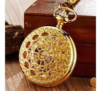 YIHANSS Luxuriöse, goldene, Hohle, mechanische Taschenuhr mit Kette, Skelett, Steampunk, Vintage, Handaufzug, römische Taschenuhr für Herren und Damen