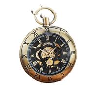YIHANSS Mechanische Taschenuhr mit Handaufzug, Kettenuhr ohne Batterie, Uhr für Herren, silberfarben, römische Zahlen, gravierte Uhr
