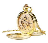 YIHANSS Silber Goldene Glatte mechanische Uhr Herren Taschenuhren Männer Frauen Handaufzug Taschenuhr Kettenuhr Einfache Uhren
