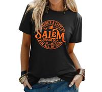 Yihelian T-Shirts Frauen Halloween Hexe Brew Grafik Druck Top Damen Kurzarm Rundhalsbluse