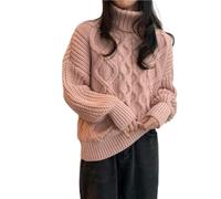 YiLang Damen Pullover - Winter Dicker Strickpullover Damen Retro Kaschmir Pullover Rollkragen Warm Dicke Linie Mode Einfarbig Selbstanbau Stretch Business Party Elegant Und Einfach