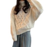 YiLang Damen Pullover - Winter Dicker Strickpullover Damen Retro Kaschmir Pullover Rollkragen Warm Dicke Linie Mode Einfarbig Selbstanbau Stretch Business Party Elegant Und Einfach