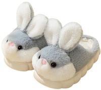 YILANLAN Damen pantoffeln Niedliche Tier kaninchen Hausschuhe Männer Weich Plüsch Winter Hausschuhe aus Baumwolle (Grey, Erwachsene, Damen, 40, Numerisch (von U Schuhgrößensystem, 41, M)